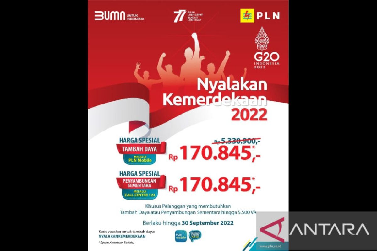 Promo Nyalakan Kemerdekaan, PLN Beri Diskon Tambah Daya Hanya Rp170.845 ...