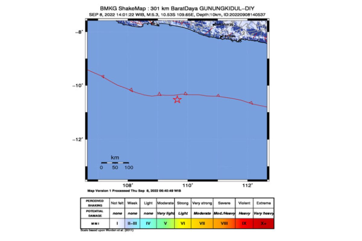 Yogyakarta diguncang gempa magnitudo 5,3