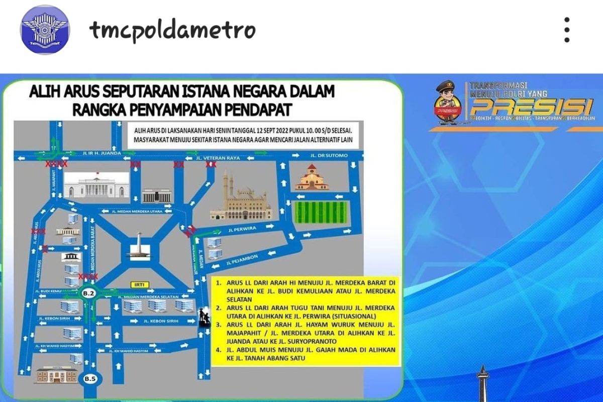 Polisi alihkan arus lalu lintas terkait demo di Istana