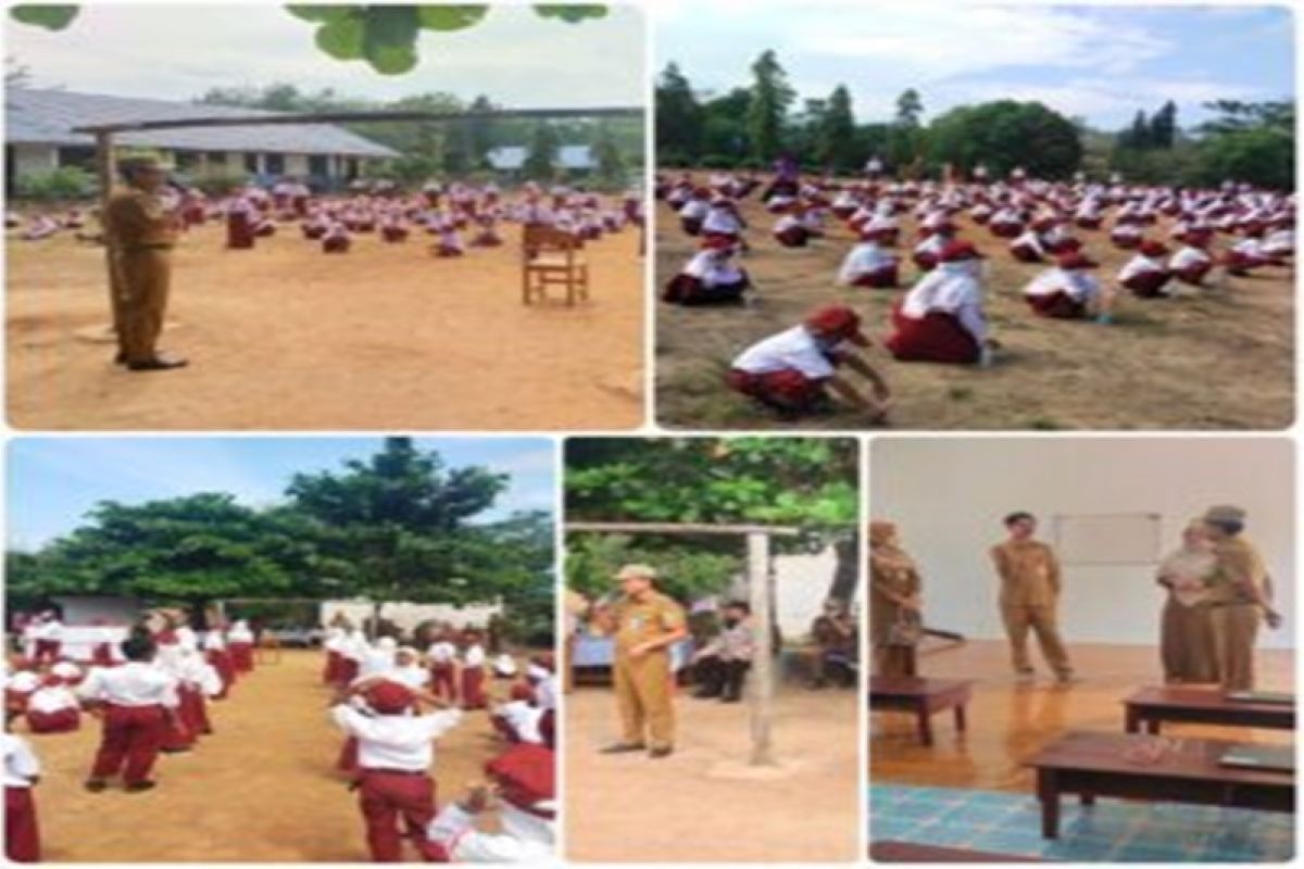 Siswa SD di Sungai Loban ikuti gerakan sikat gigi massal