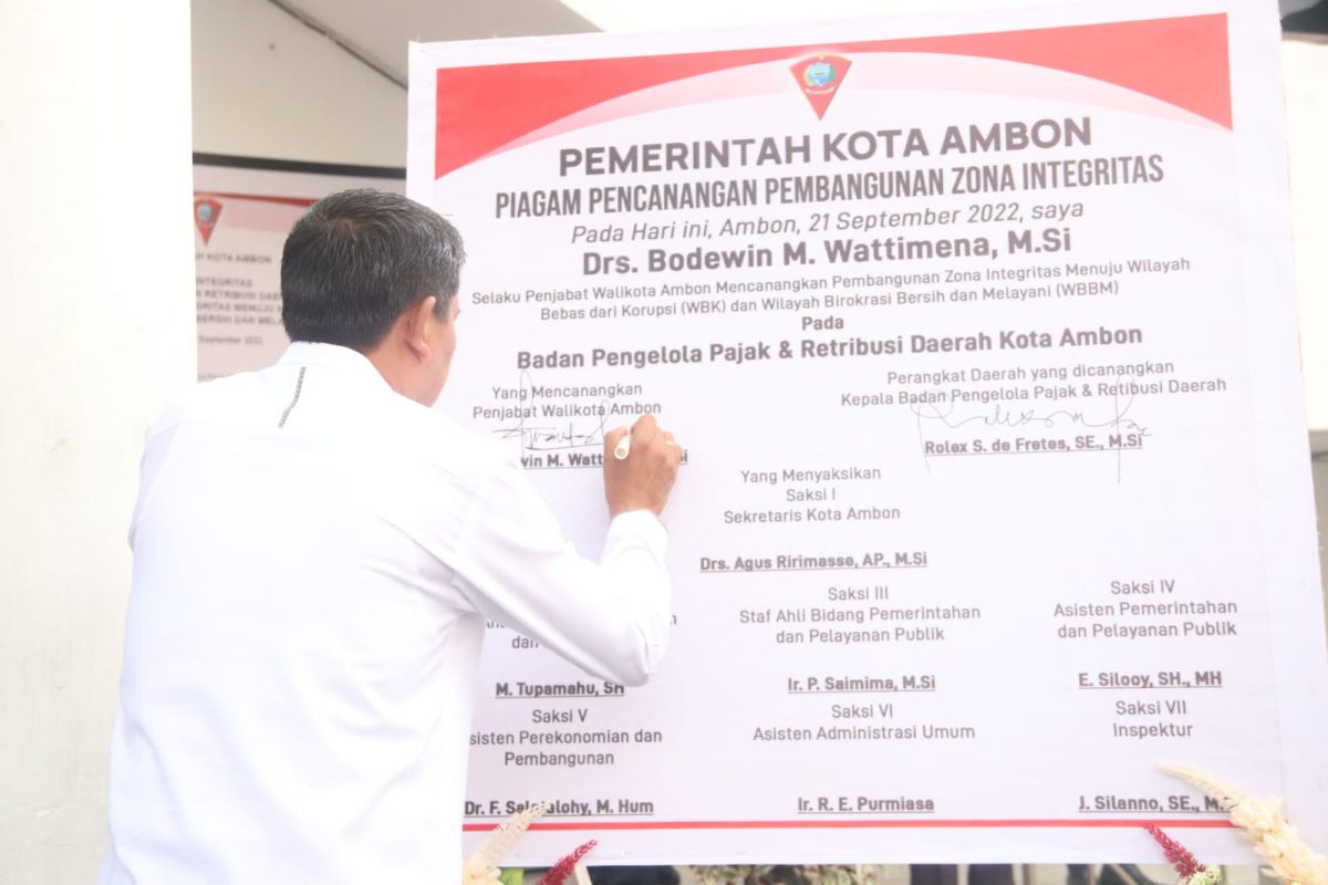 Pemkot Ambon canangkan zona integritas WBK dan WBBM di dua OPD