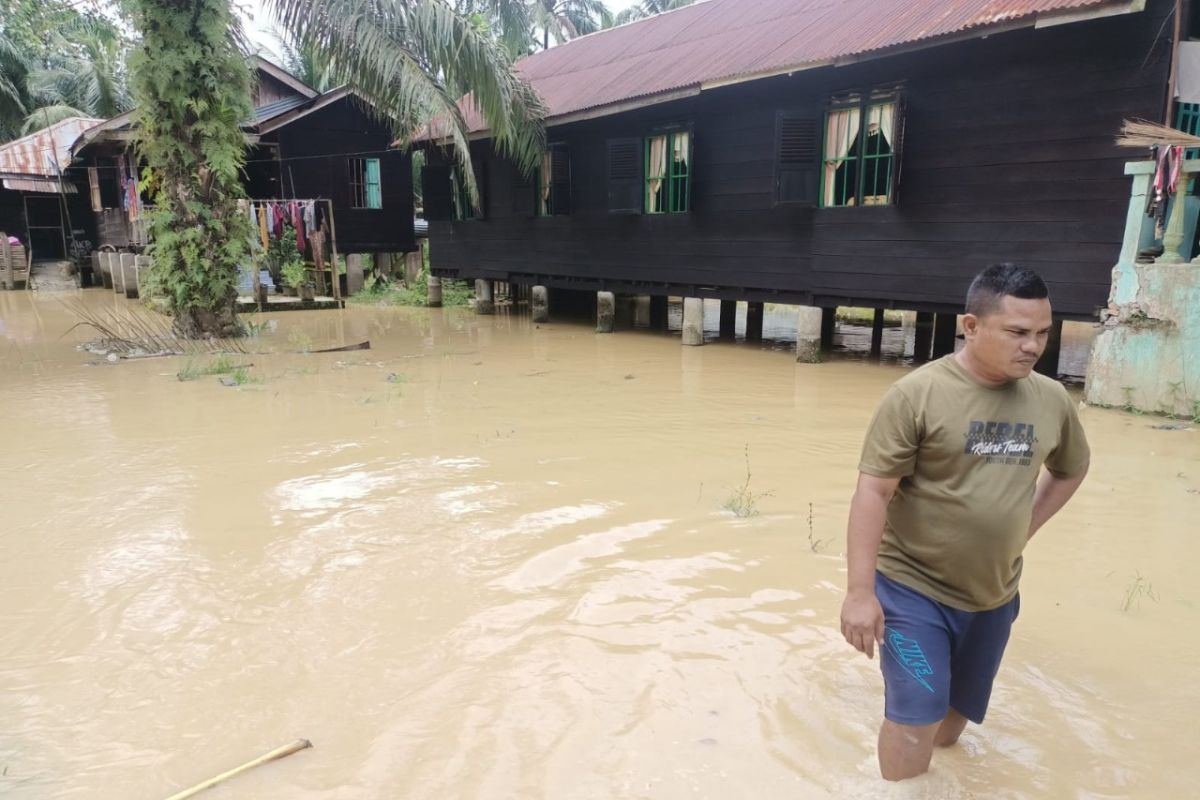 Curah hujan tinggi sungai Batang Serangan Langkat meluap