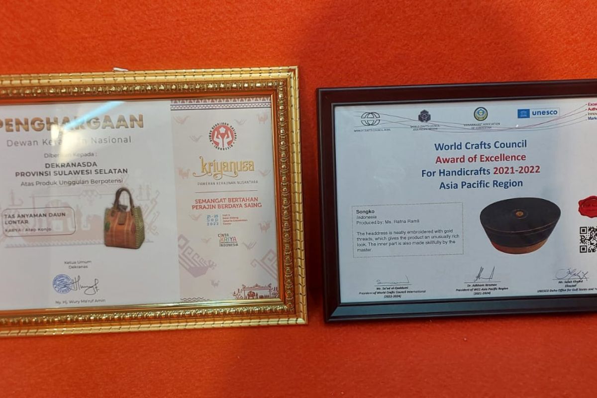 Dekranasda Sulsel boyong dua penghargaan dari Pameran Kriya Nusa di Jakarta