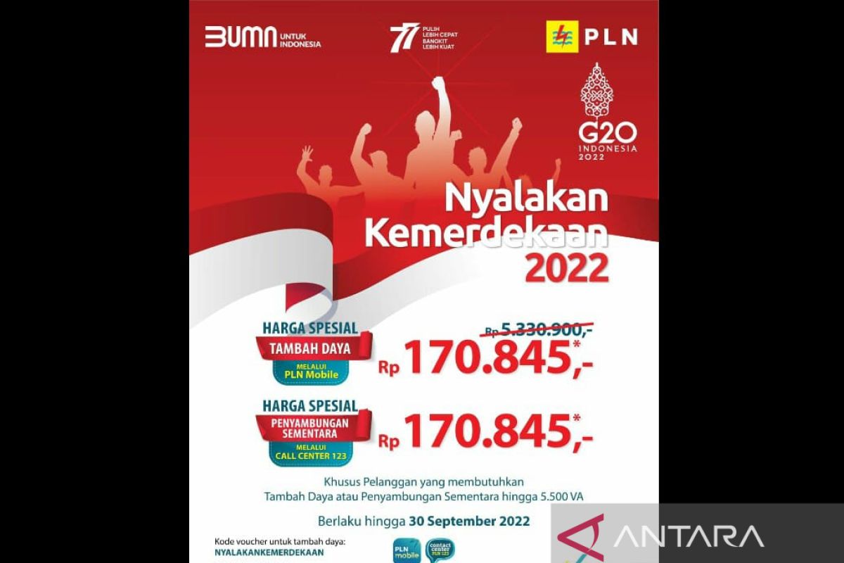 Promo Nyalakan Kemerdekaan 2022 masih dibuka, tambah daya cuma bayar