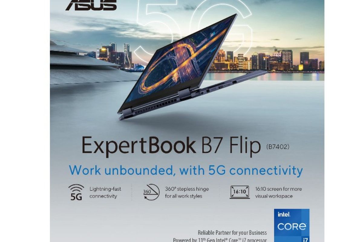 ASUS ExpertBook B7 Flip (B7402), Laptop dengan Slot SIM Card 5G