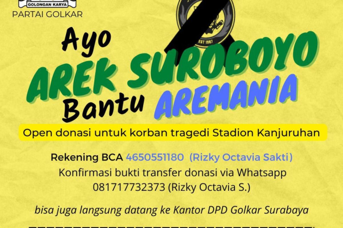 Golkar Surabaya galang bantuan kemanusiaan tragedi Kanjuruhan Malang