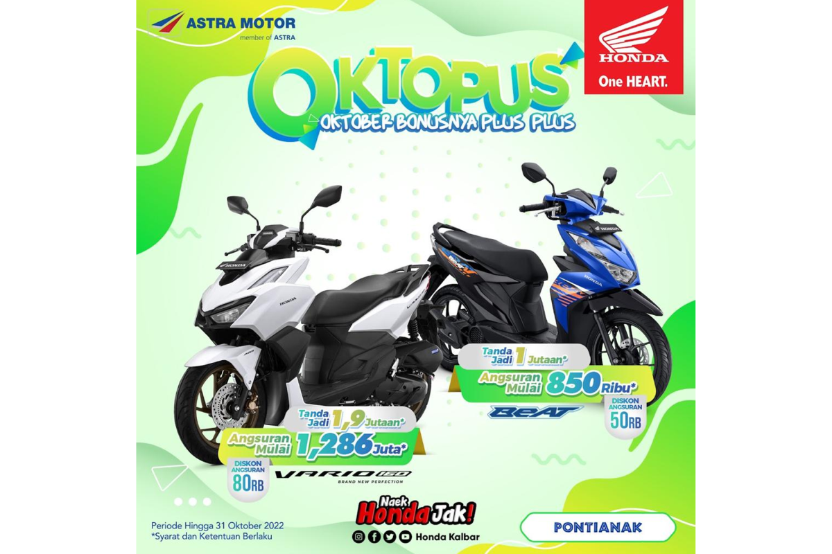 Dengan promo OKTOPUS beli motor honda dapat banyak bonus