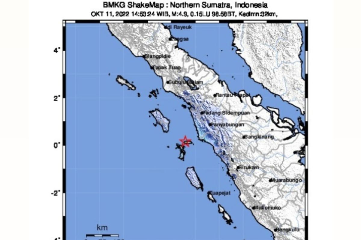 BMKG: Gempa M 5,1 terjadi di Nias Selatan