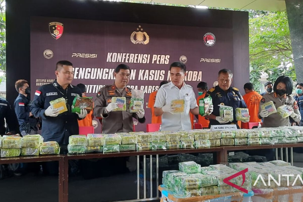 Polri gagalkan peredaran 270,28 kg sabu kemasan teh hijau