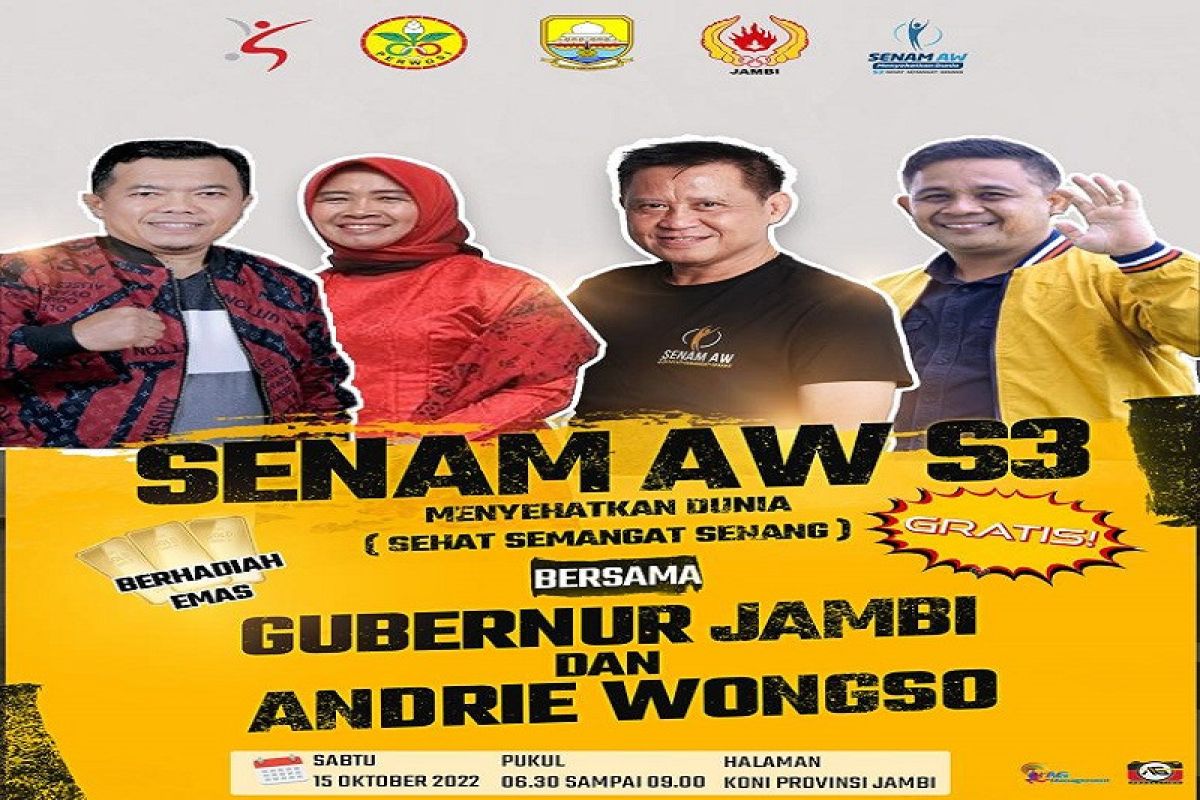 Senam AW S3 Gubernur Jambi dan Andrie Wongso berhadiah emas