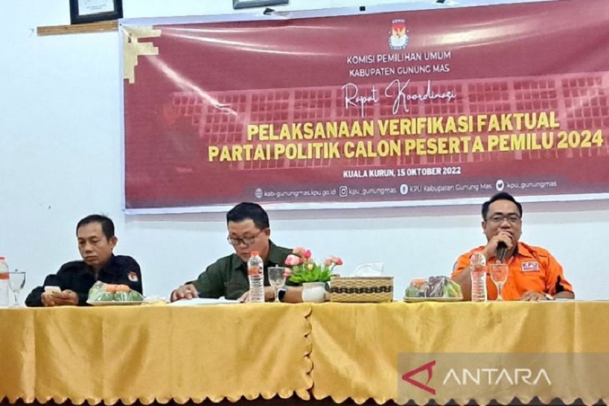 KPU Gunung Mas verifikasi faktual enam partai politik