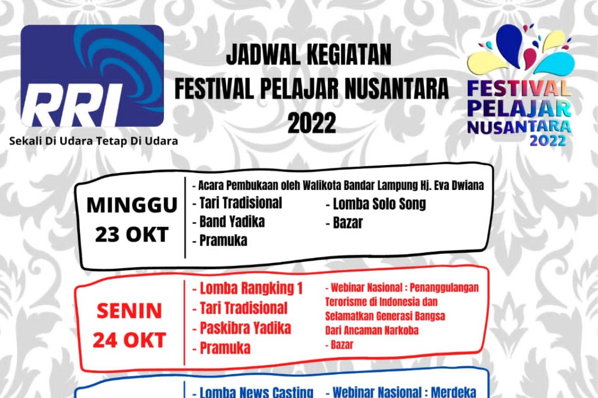 RRI Bandarlampung gelar Festival Pelajar Nusantara 2022