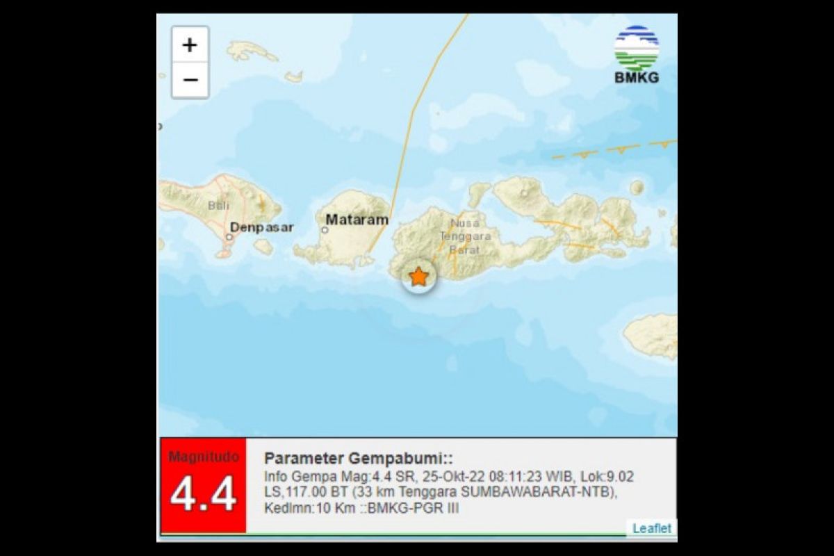 Gempa 4,4 Magnitudo guncang Sumbawa Barat