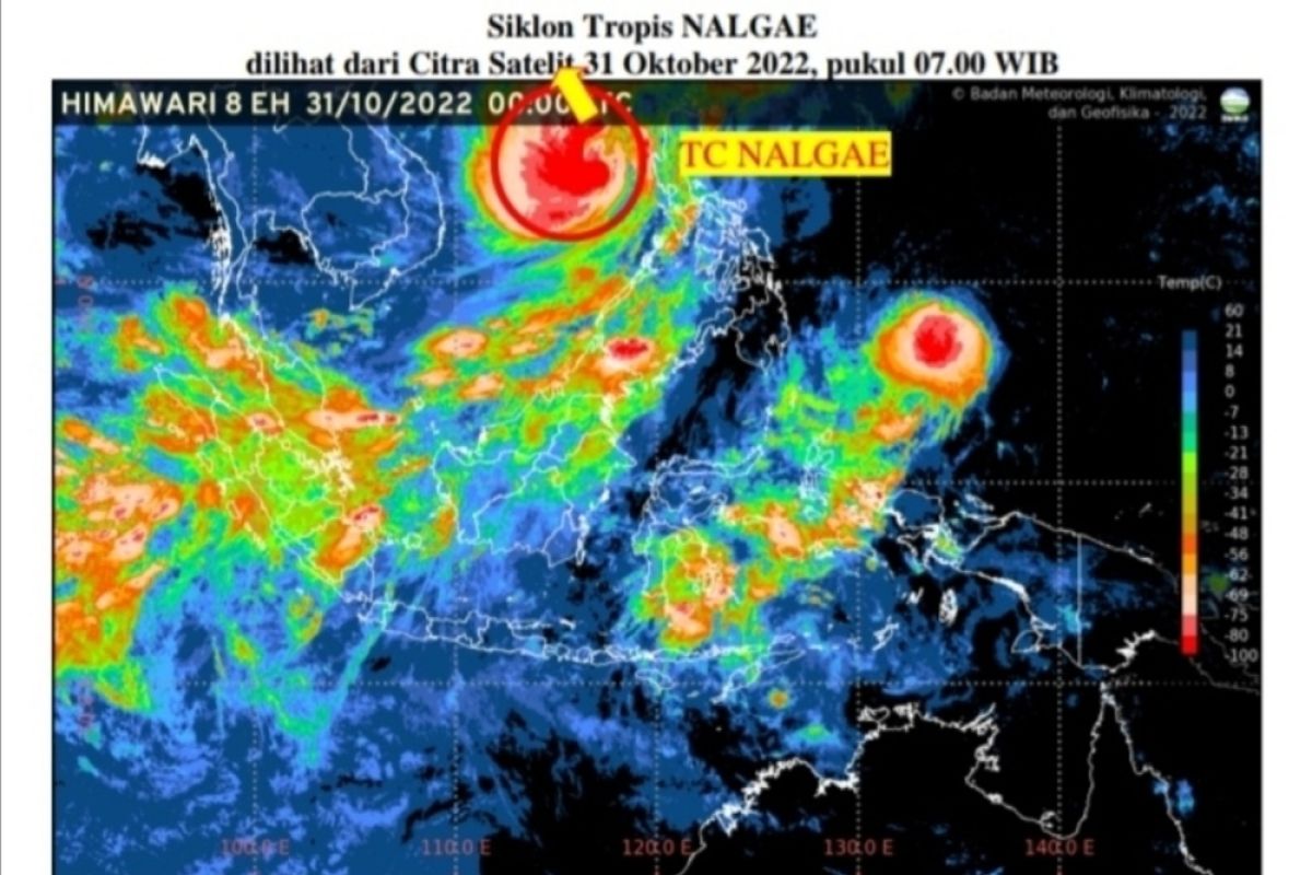 Siklon tropis Nalgae menjauhi wilayah Indonesia