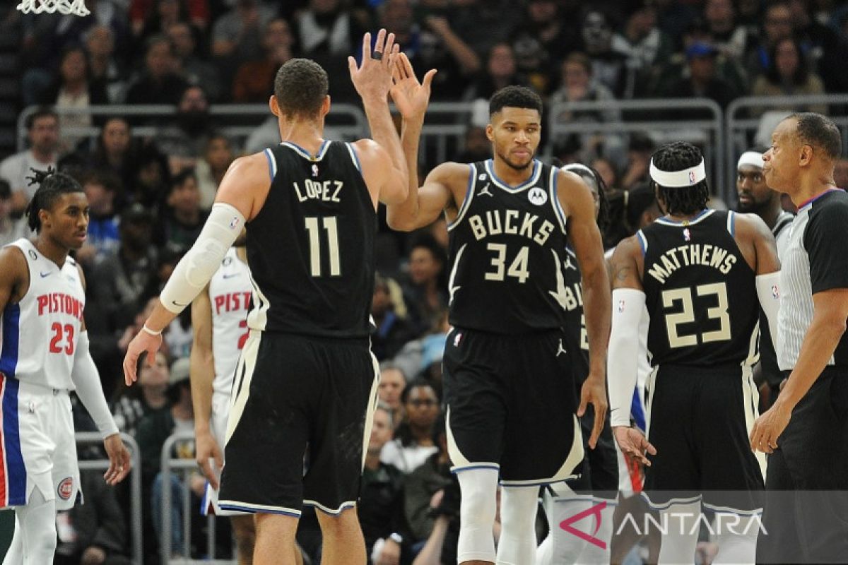 Bucks jaga catatan sempurna setelah redam Pistons 110-108