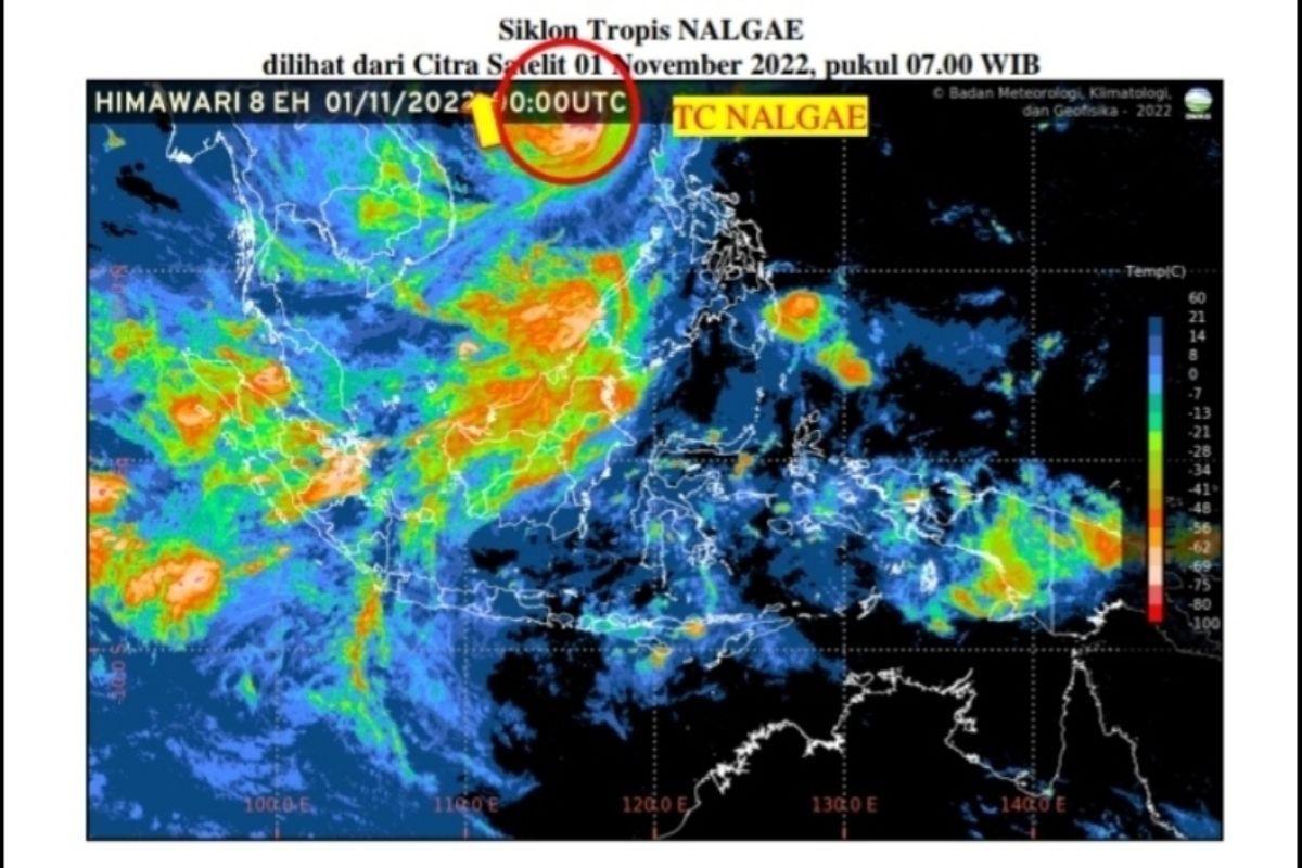 BMKG perkirakan intensitas siklon tropis Nalgae menurun