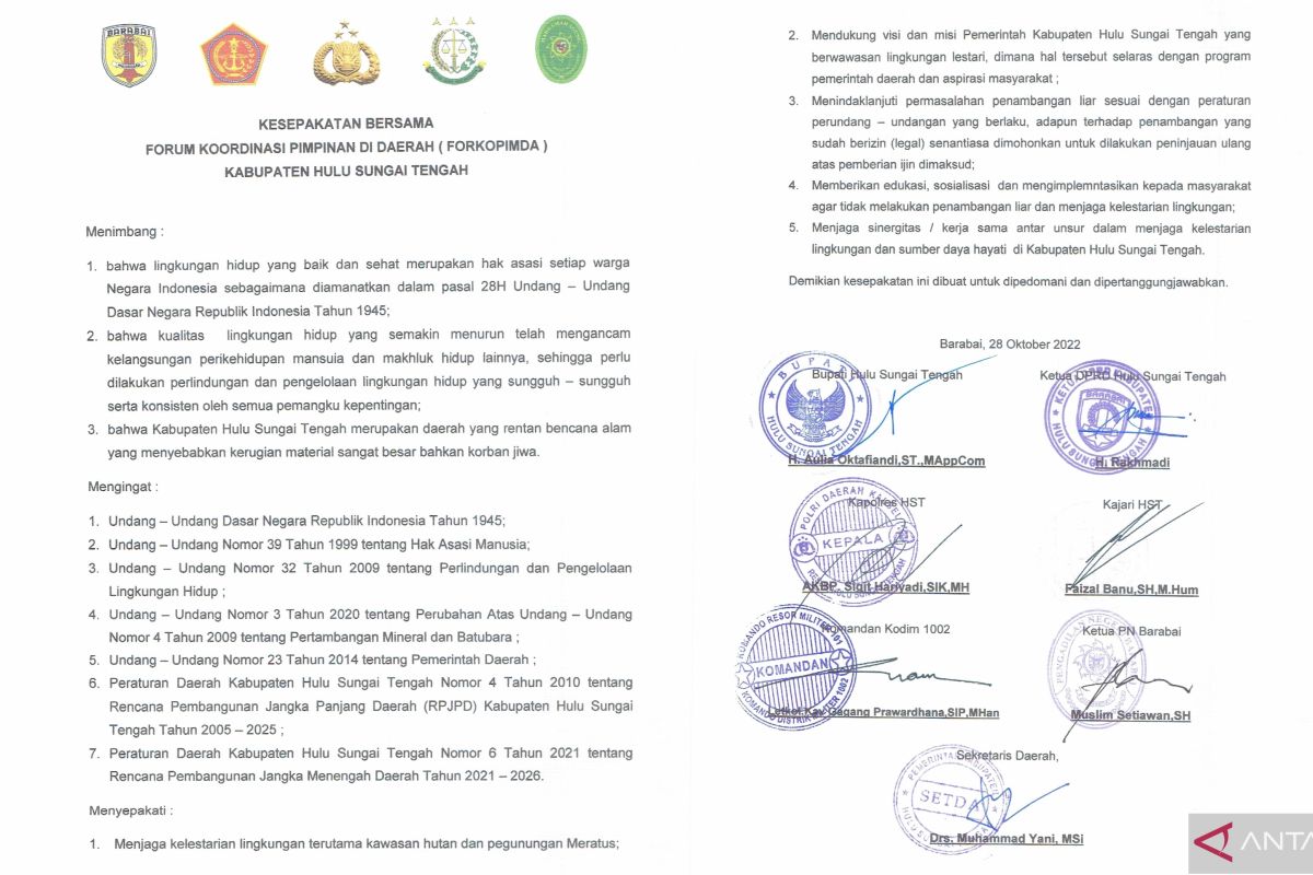 Forkopimda HST sepakat menjaga Meratus