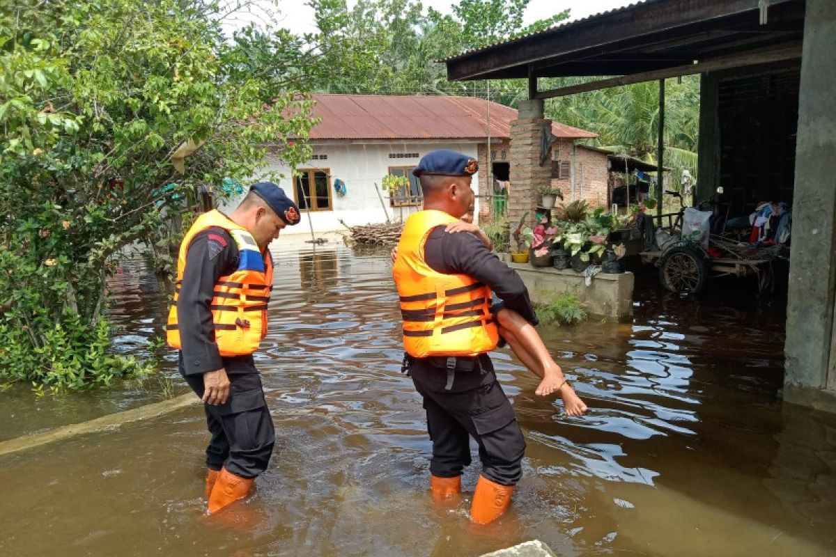 Brimob Polda Sumut bantu evakuasi korban banjir di Langkat