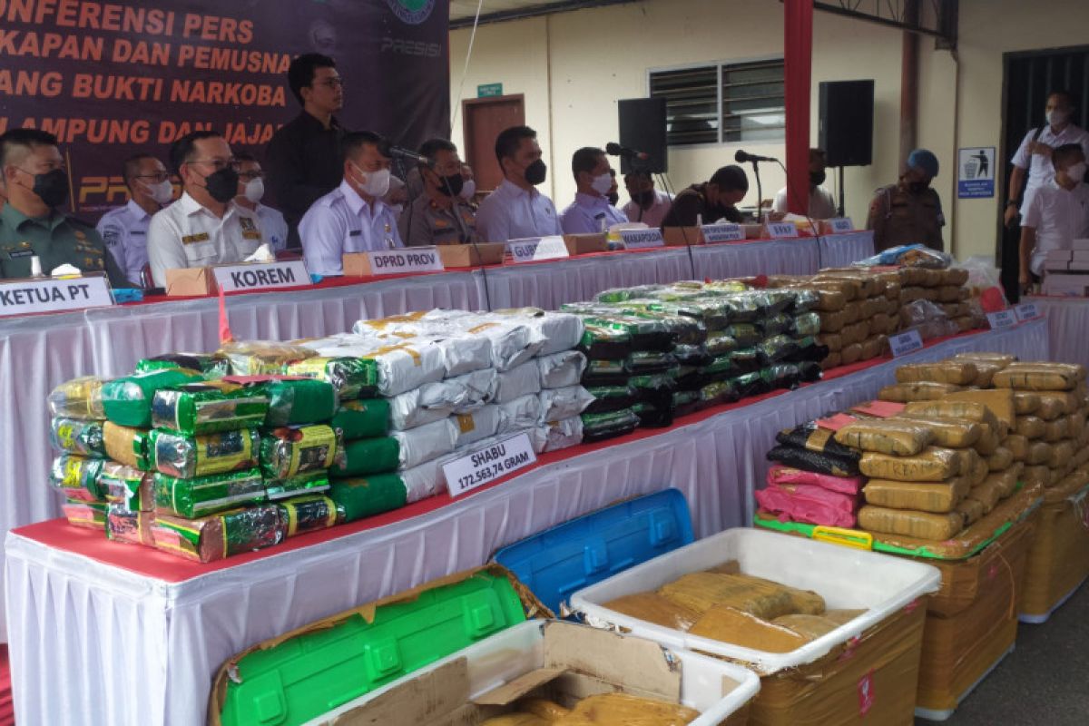 Polda Lampung musnahkan 171,5 kg sabu