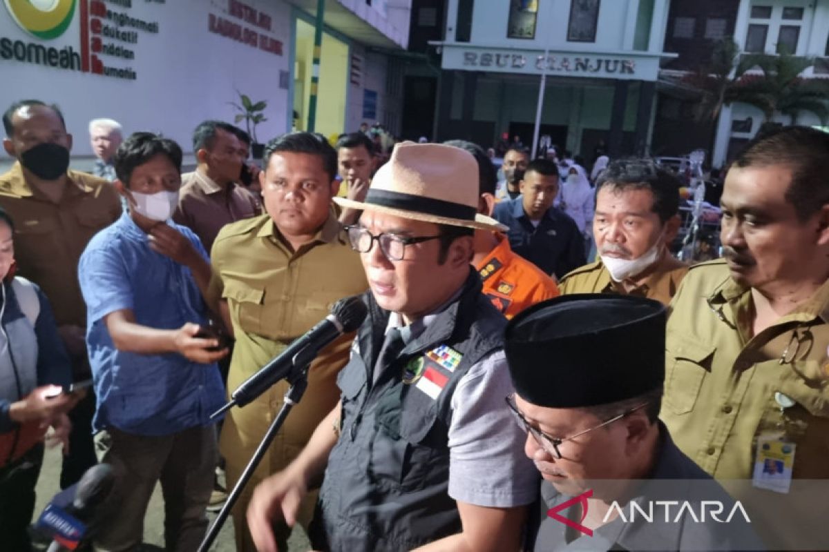 Gubernur Ridwan Kamil sebut 700 warga luka akibat gempa Cianjur Jabar