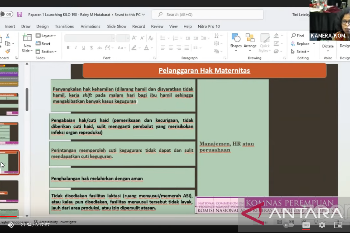 Komnas: Masih ada perusahaan langgar hak maternitas pekerja perempuan