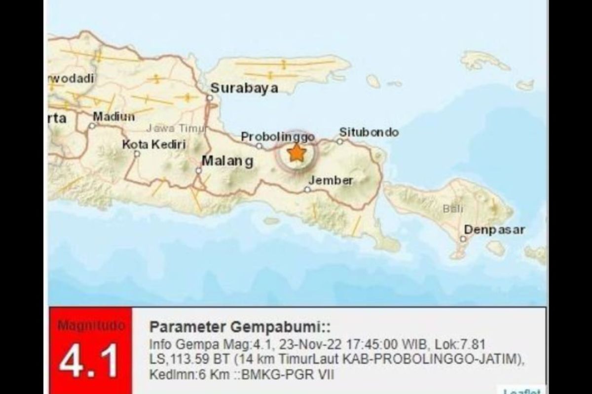 Gempa magnitudo 4,1 guncang Probolinggo Jatim, belum ada laporan kerusakan