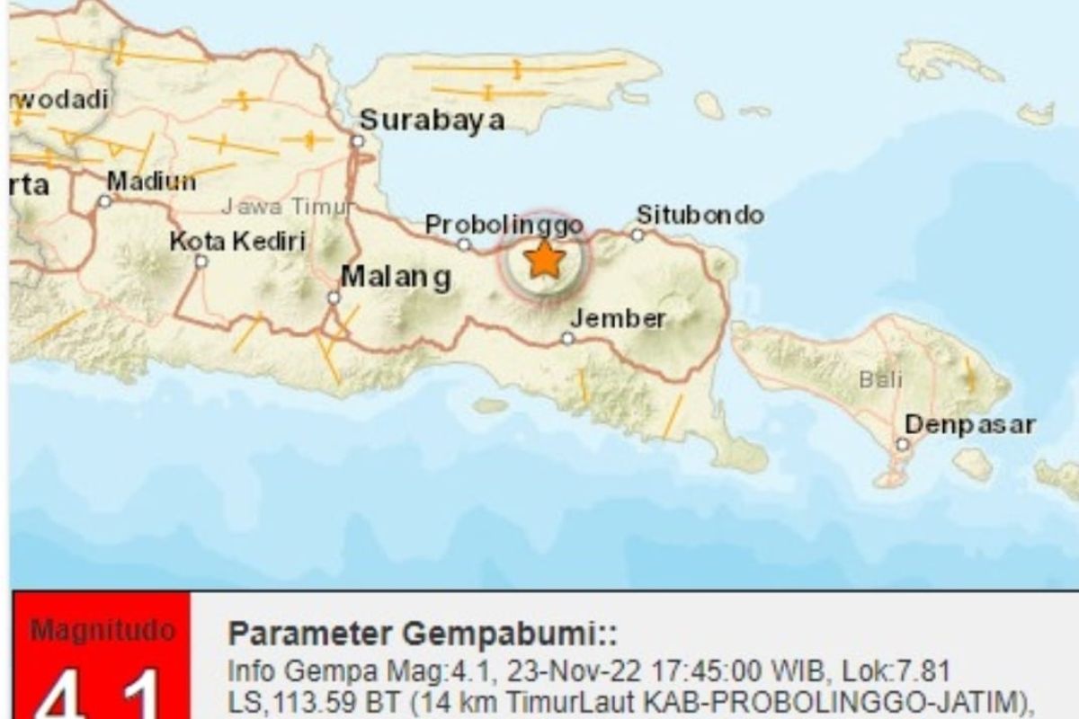 Gempa Probolinggo Magnitudo 4.1 dirasakan di Situbondo