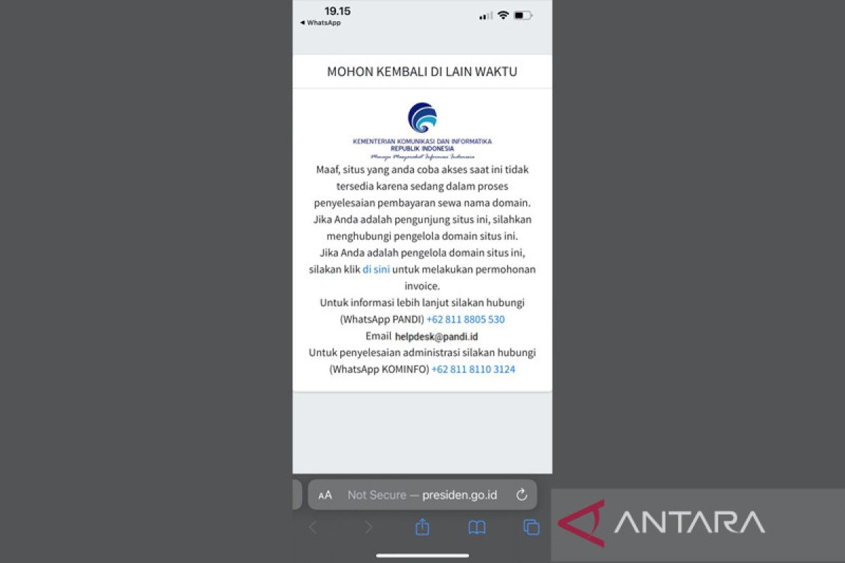 Situs presiden.go.id tidak bisa diakses