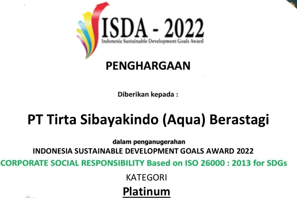 AQUA Berastagi raih penghargaaan dalam anugerah ISDA award 2022