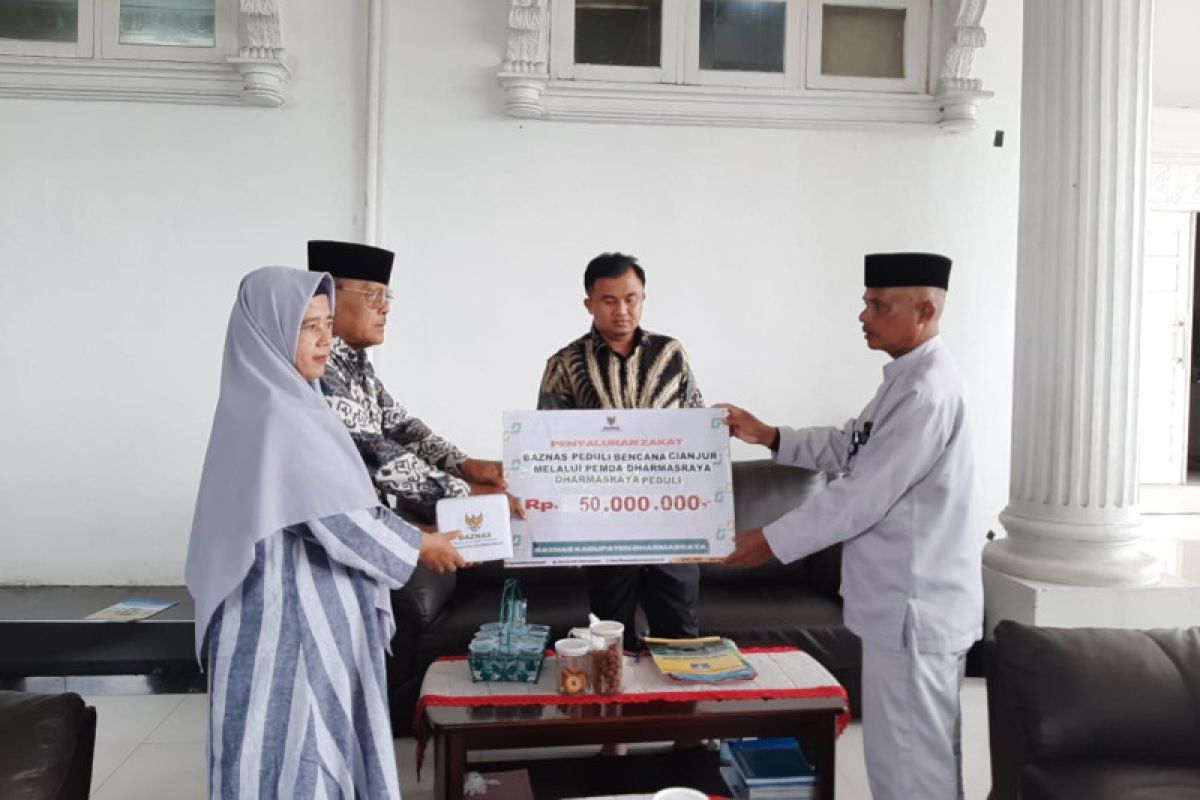 Baznas Dharmasraya bantu Rp50 juta untuk Cianjur