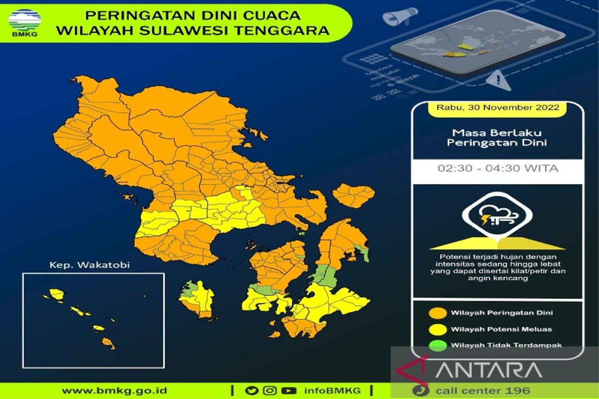 Potensi hujan sedang masih terjadi di Sulawesi Tenggara