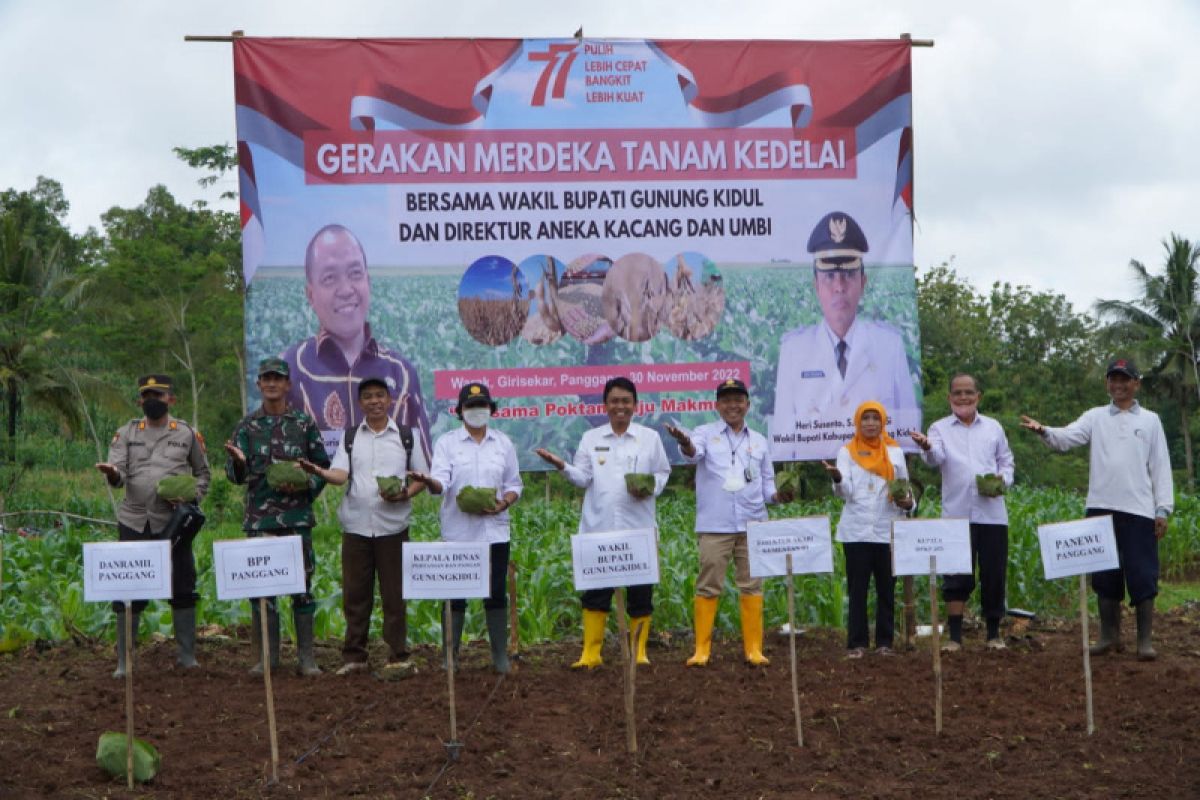 Pemkab Gunungkidul serahkan bantuan benih kedelai kepada Tani Maju Makmur