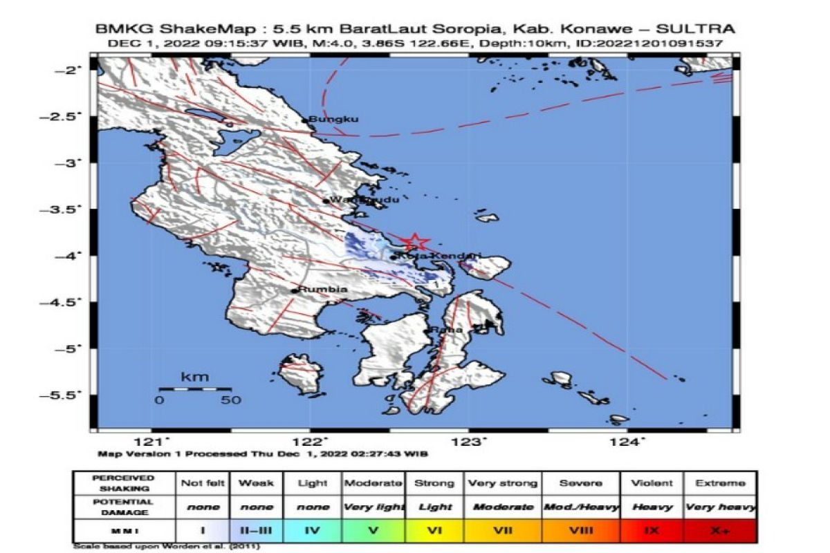 Aktivitas sesar Lawanopo Barat Laut Soropia picu gempa di Kota Kendari