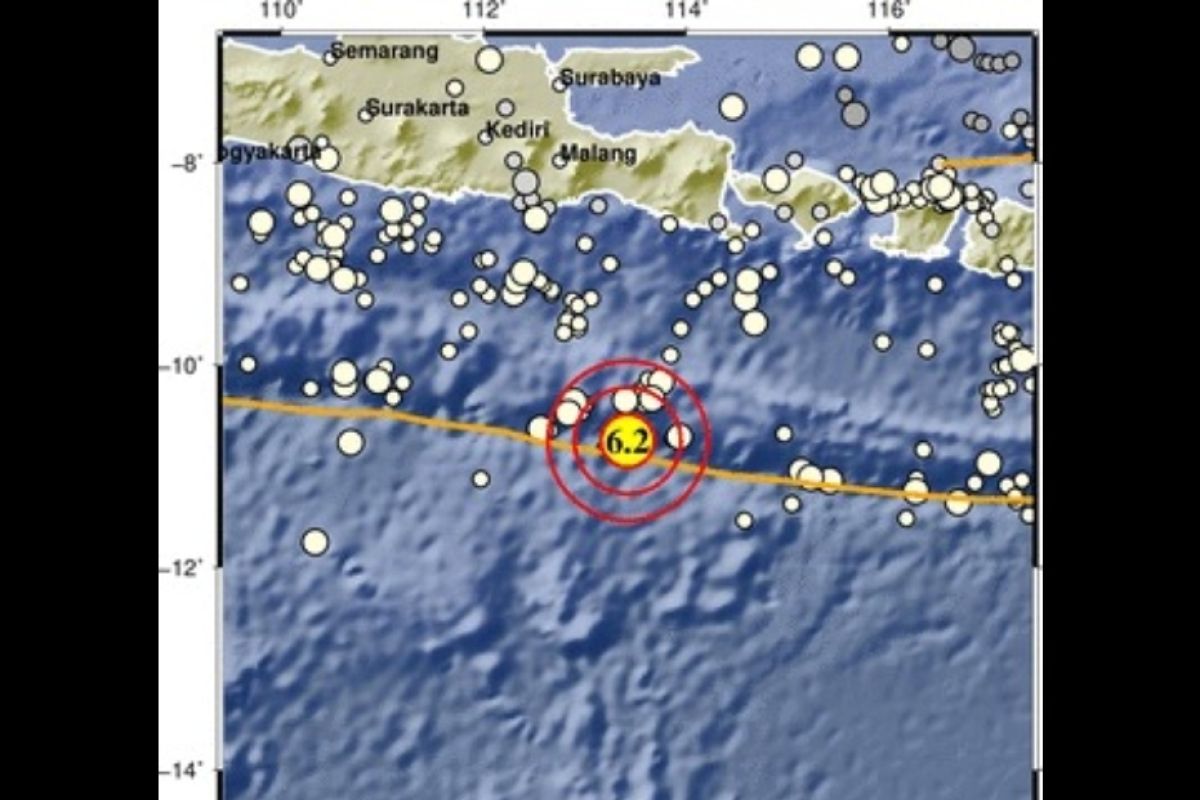BMKG: Gempa M6,2 selatan Jawa Timur akibat patahan batuan di zona outerise