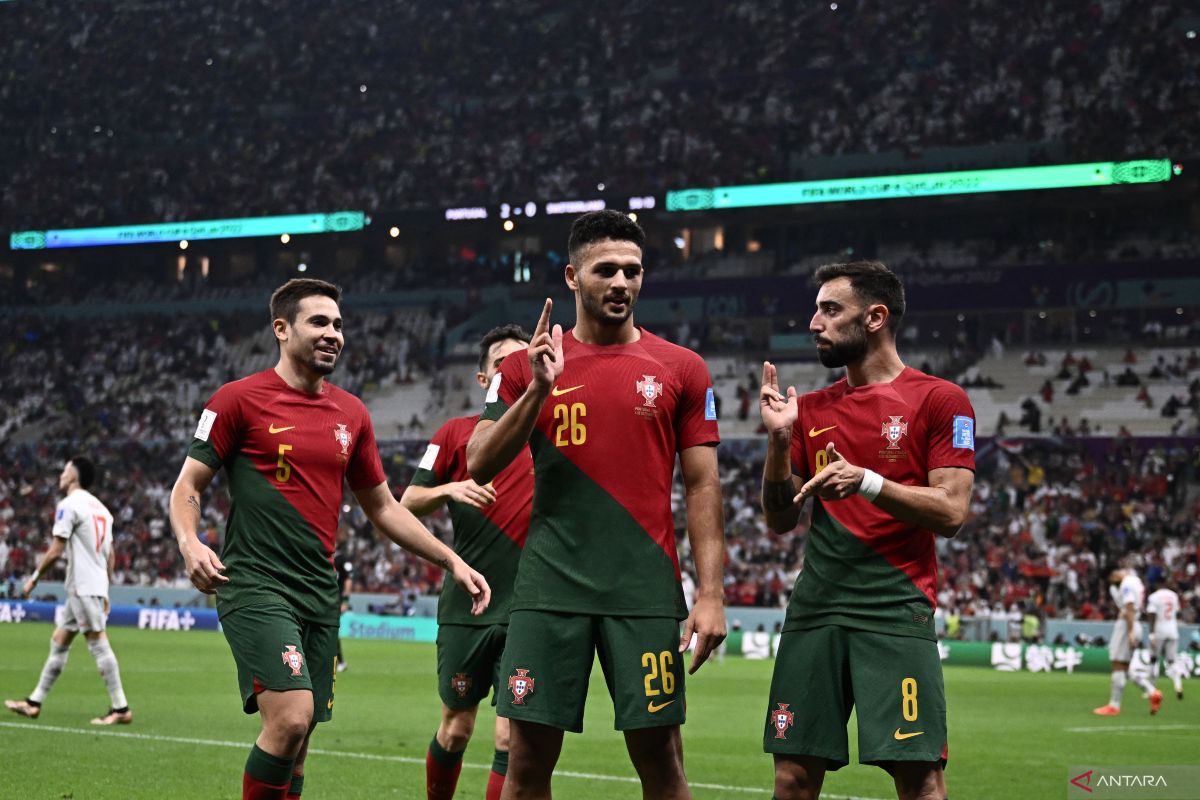 Portugal tantang Maroko di perempat final usai tundukkan Swiss 6-1