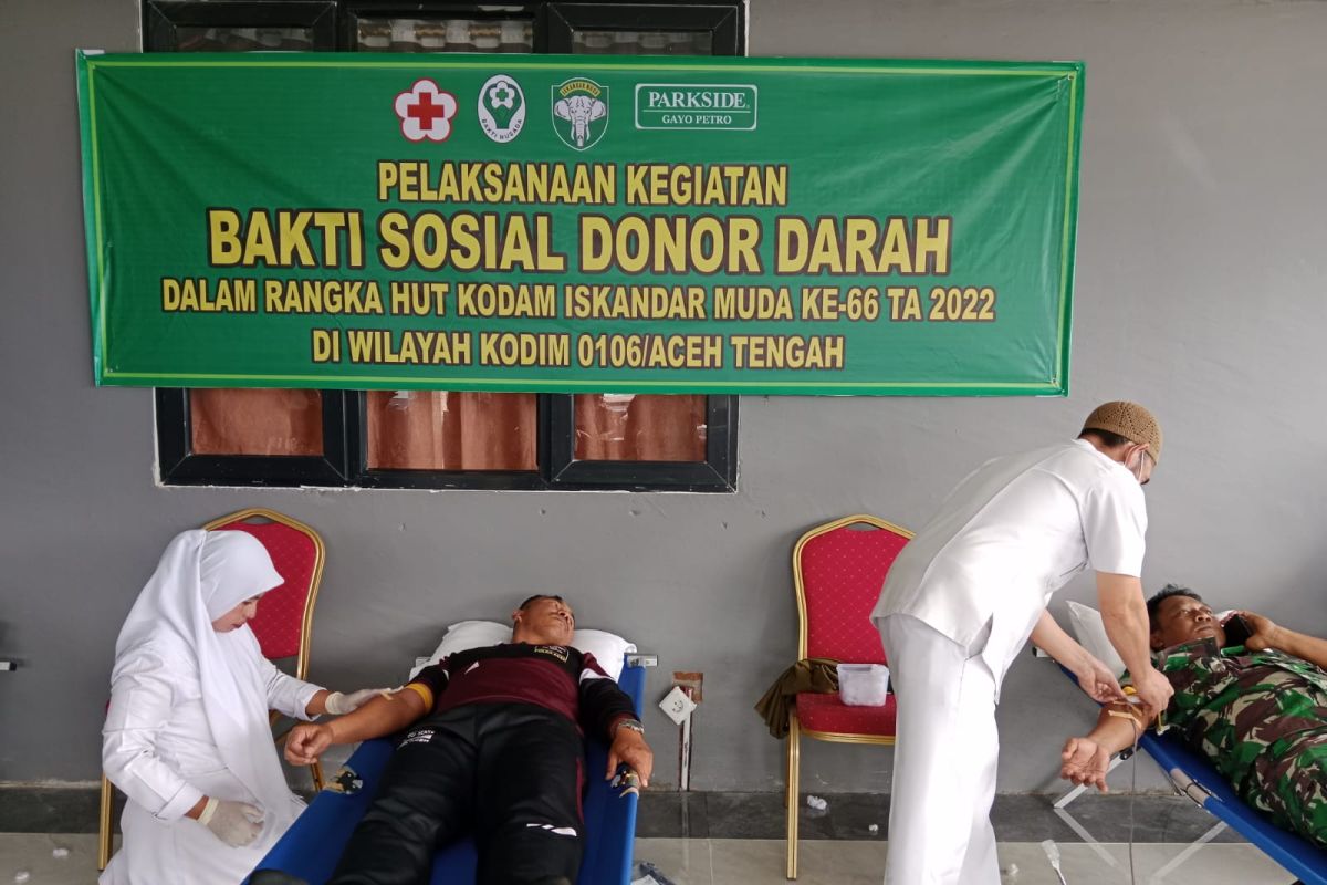 Peringati HUT Kodam IM, Kodim Aceh Tengah gelar donor darah