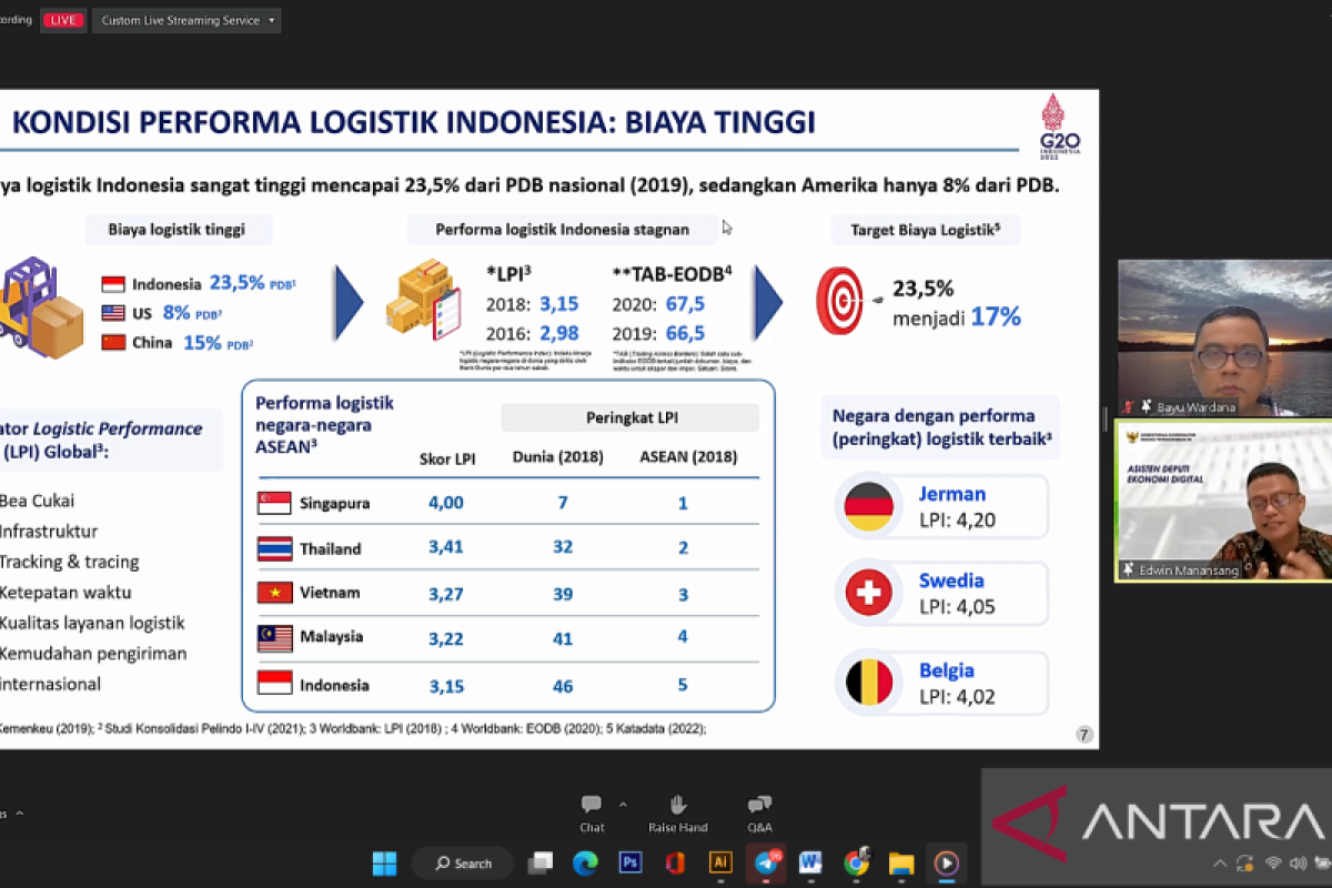 Kemenko Perekonomian: Performa logistic Indonesia peringkat 46 dunia