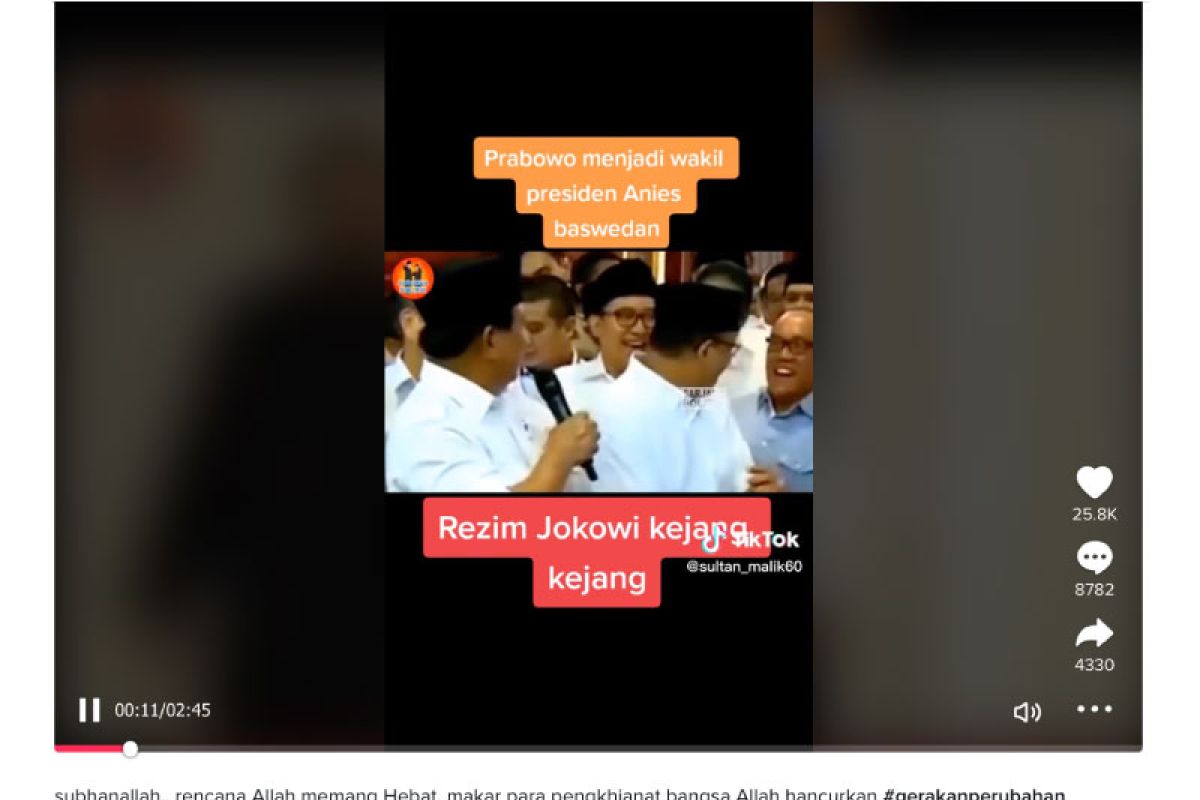 Hoaks! Prabowo jadi wakil presiden Anies Baswedan