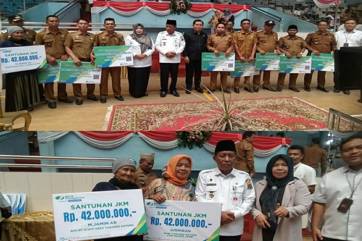 BPJS Ketenagakerjaan Jambi serahkan kartu BKBK dan santunan kematian