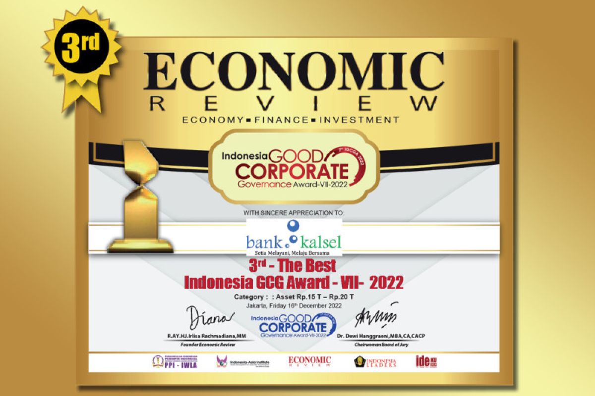 Bank Kalsel raih The Best Good Corporate Governance Majalah Economic Review