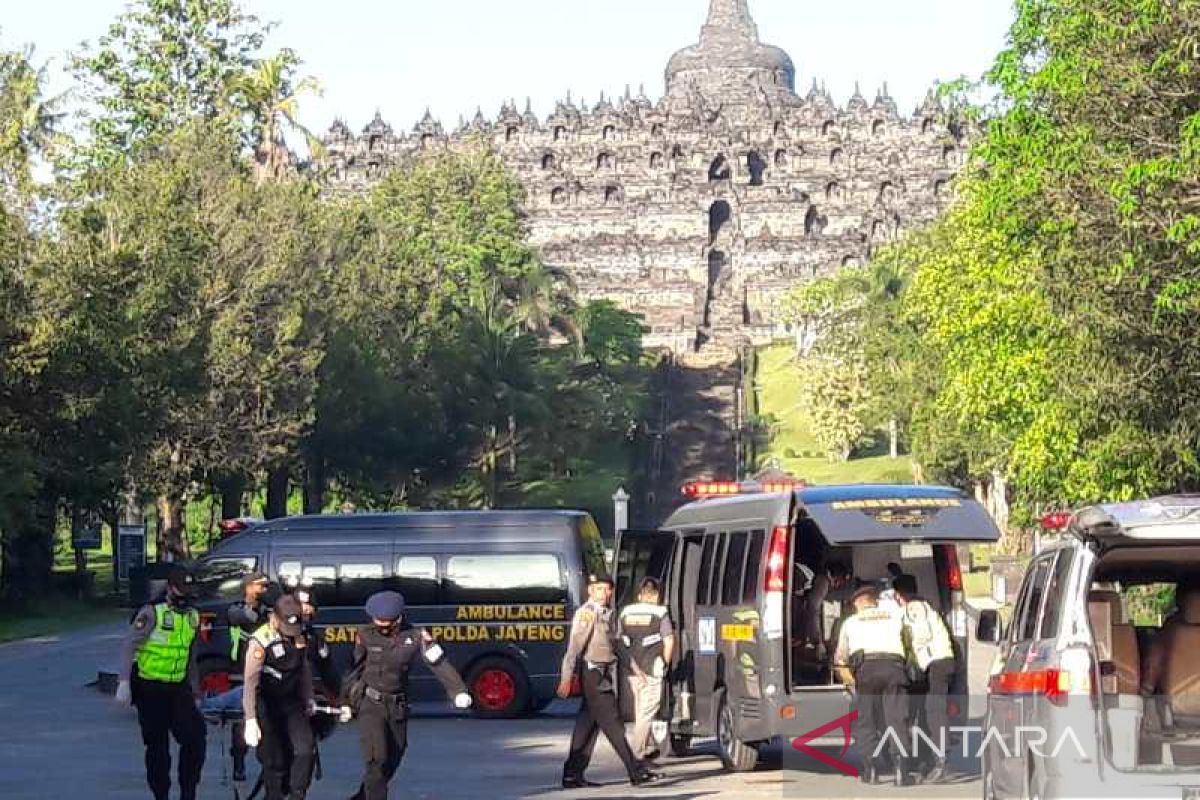 Central Java police conducts security drill at Borobudur Temple
