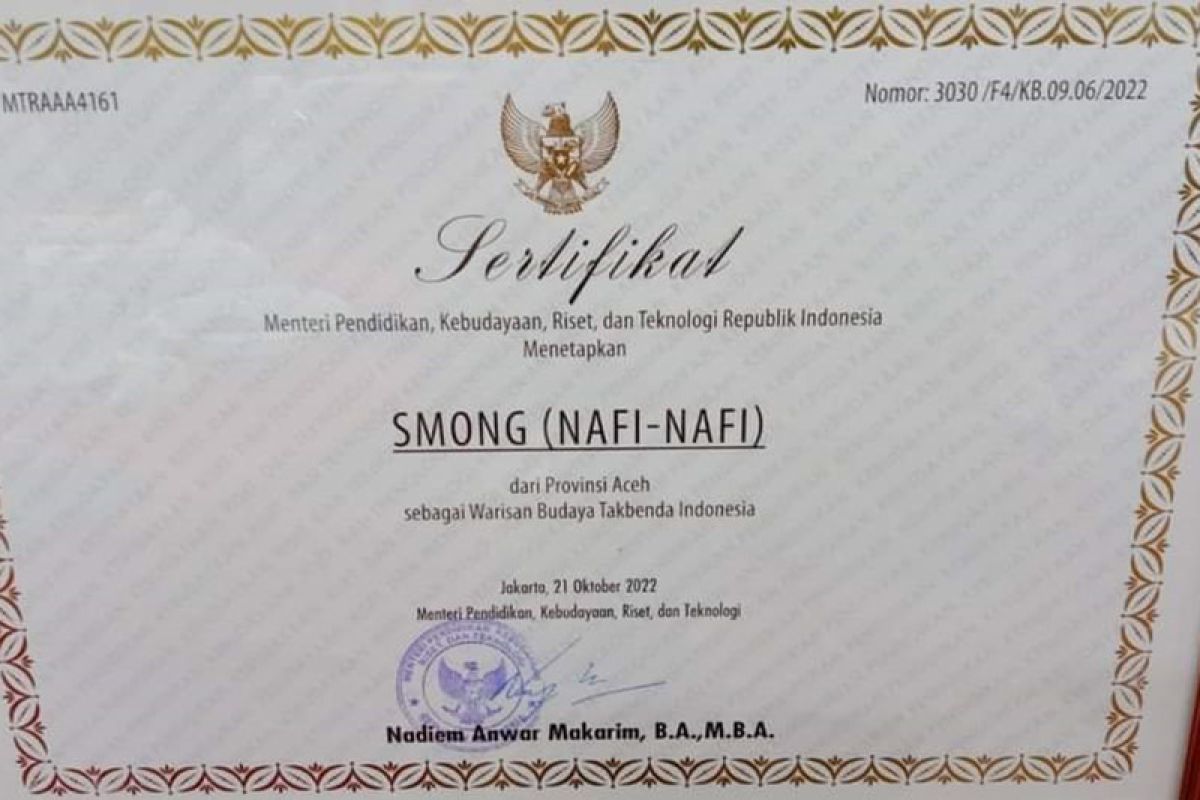 "Smong nafi-nafi" masyarakat Simeulue jadi warisan budaya tak benda