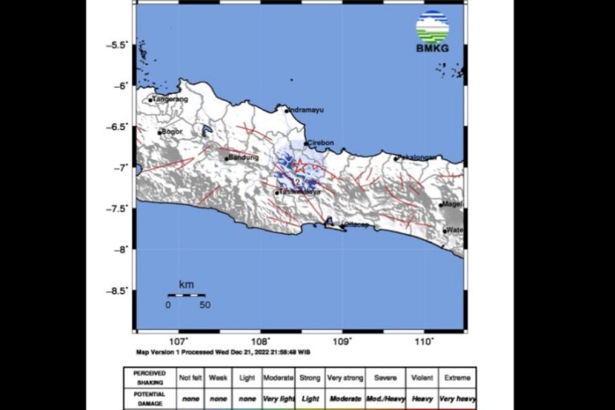 BMKG : Gempa magnitudo 3,8 di Kuningan diduga akibat sesar Baribis Segmen Ciremai