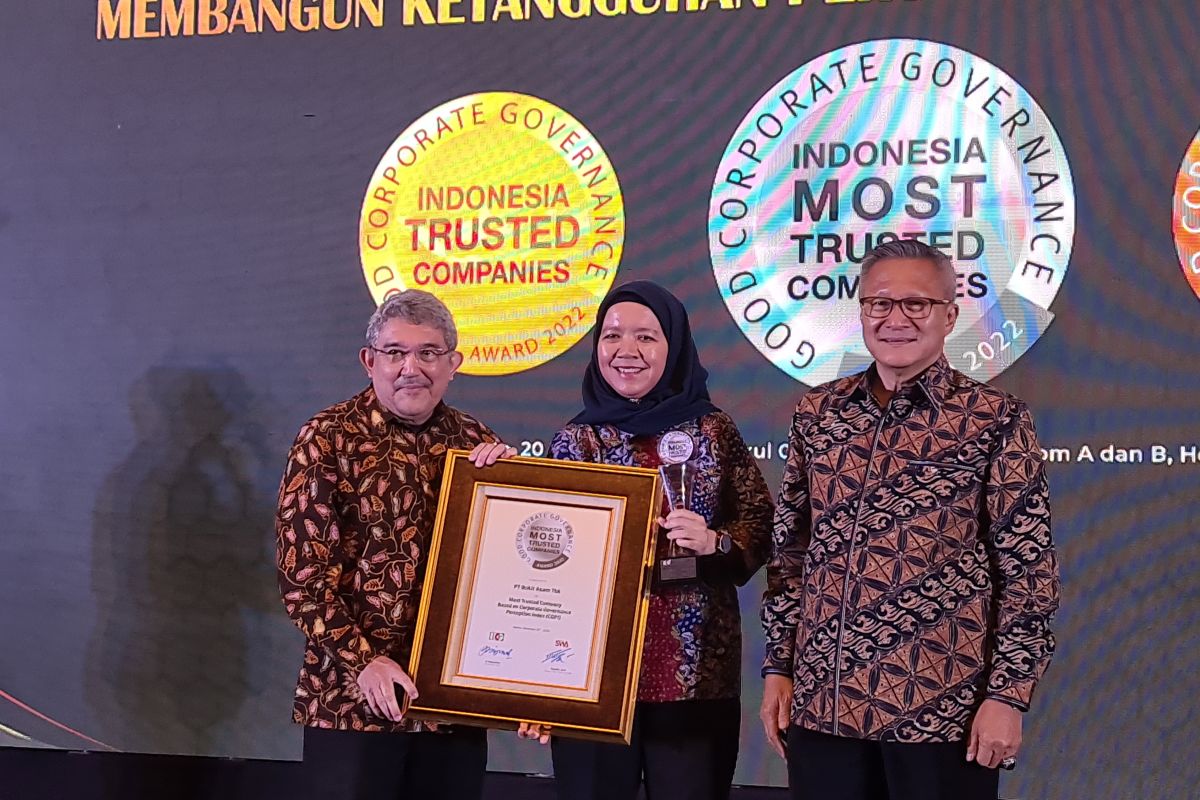 PTBA raih predikat Indonesia Most Trusted Company ajang CGPI Award 2022