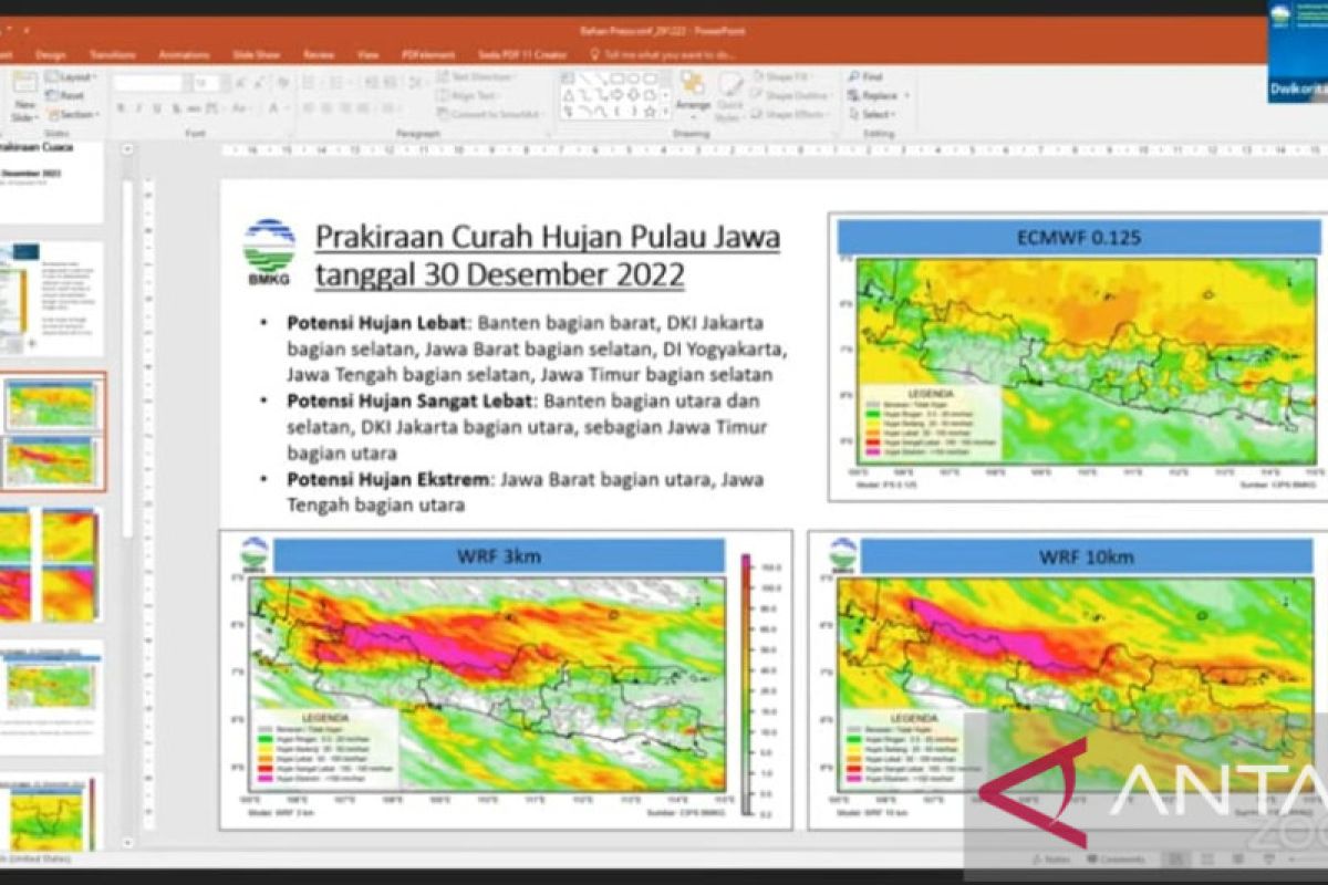 Potential for extreme rainfall in northern parts of West, Central Java