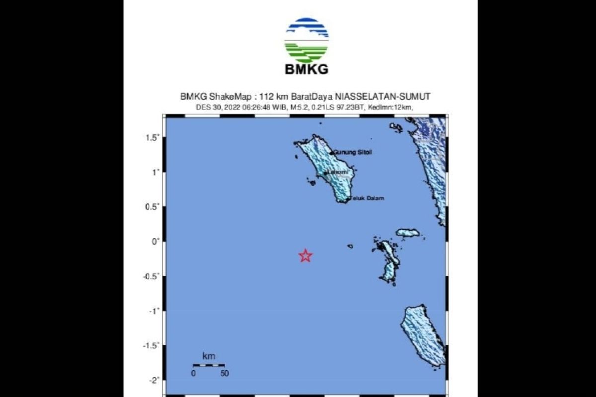 BMKG: Gempa M5,2  Nias Selatan akibat subduksi lempeng Indo-Australia