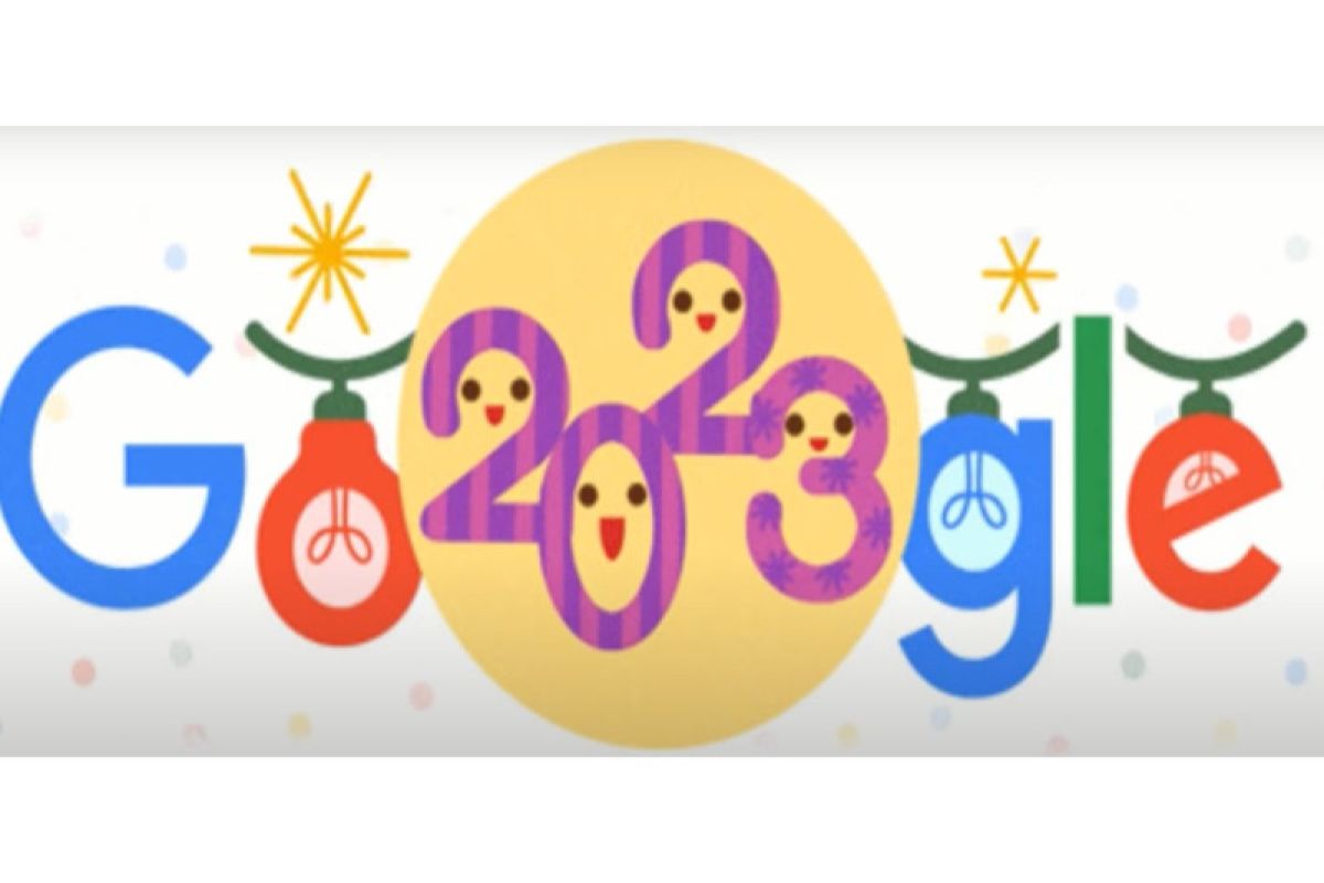 Google Doodle rayakan 2023 dengan taburan confetti