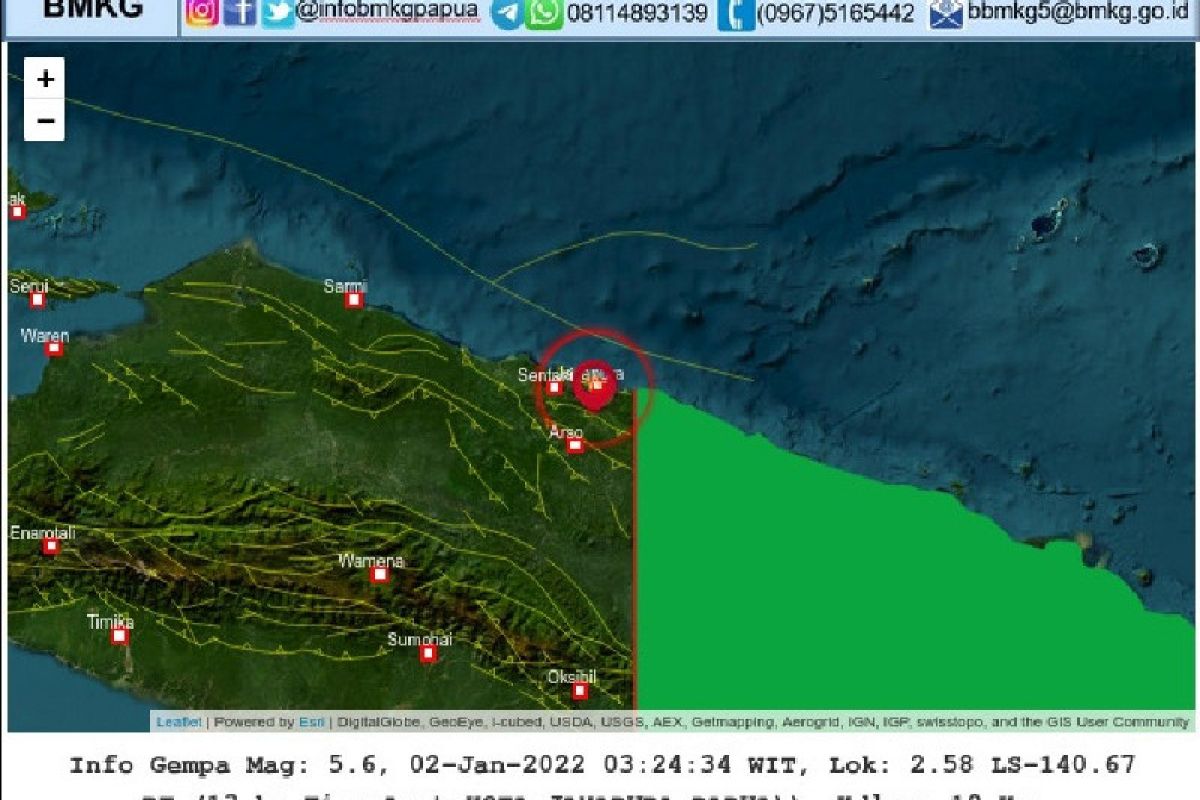 Gempa magnitudo 5,5 guncang Kota Jayapura Senin dini hari warga sempat panik