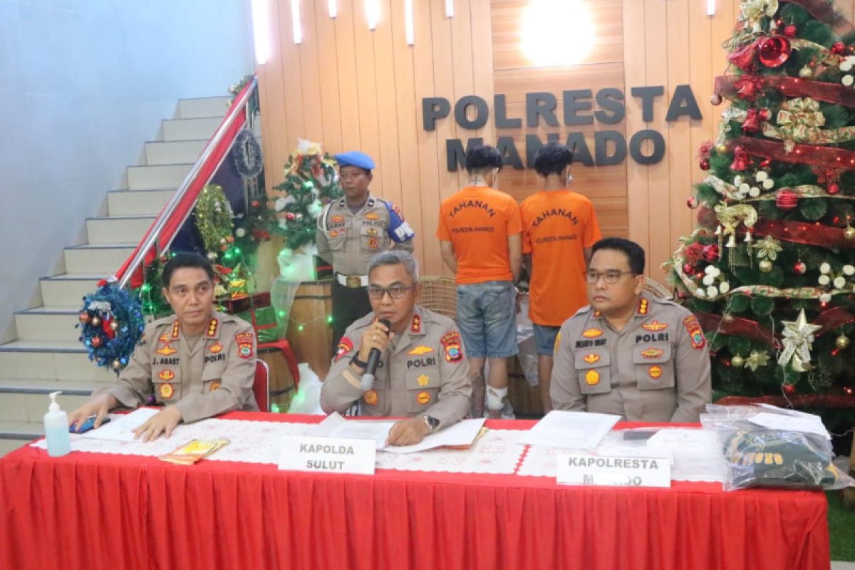 Kapolda Sulut pimpin press conference pengungkapan kasus jambret di Paal Dua Manado