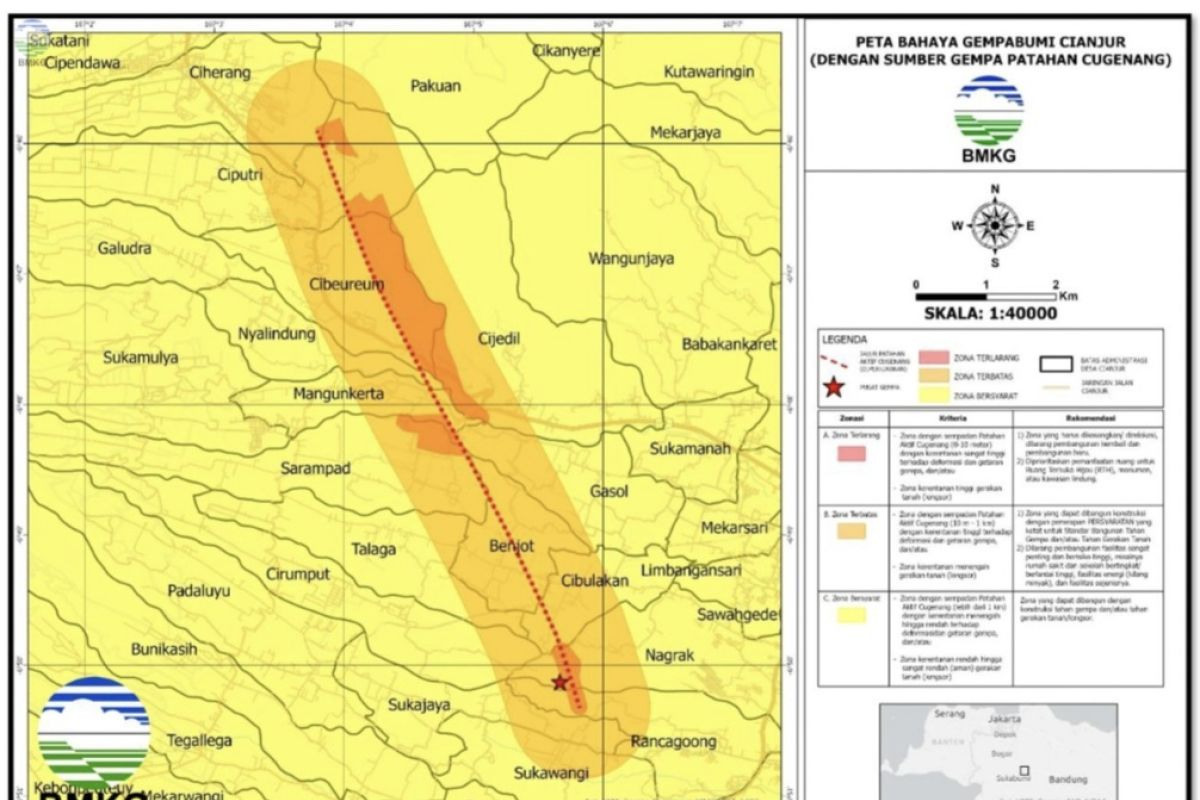 BMKG publishes hazard map for Cianjur earthquake